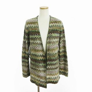 MISSONI - ミッソーニ カーディガン 長袖 シェブロンボーダー柄 ウール 緑系 42