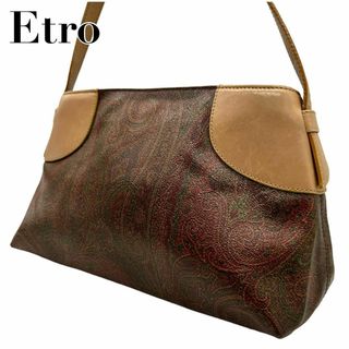 エトロ(ETRO)のETRO エトロ　s54 肩掛け　PVC 総柄　ショルダー　ハンドバッグ　茶(ハンドバッグ)