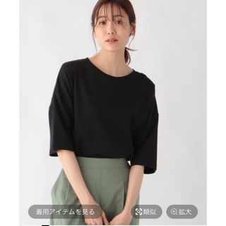 グローバルワーク(GLOBAL WORK)のグローバルワーク　なめらかタッチラウンドチュニック　ブラック09(Tシャツ(半袖/袖なし))