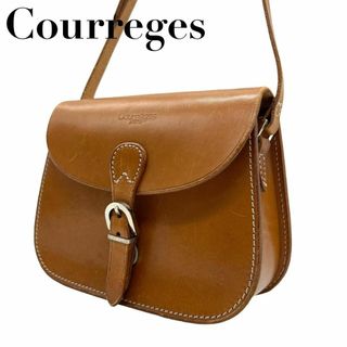 Courreges - Courreges グレージュ　s54 ショルダーバッグ　レザー　フラップ　茶