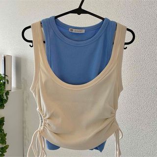 ザラ(ZARA)のZARA ザラ　タンクトップ　CUT-OUT RIBBED TOP(タンクトップ)