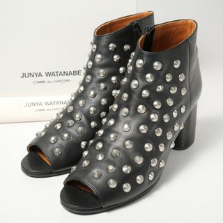 ■美品■JUNYA WATANABE COMME des GARCONS ジュンヤワタナベ コムデギャルソン スタッズ ショートブーツ サイズL（25.0cm相当）オープントゥ サンダル 靴 ブラック ブランド古着【中古】20240325/GP5531(サンダル)