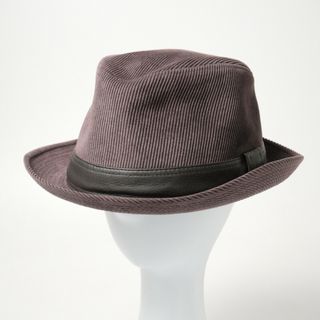 エルメス(Hermes)の■美品■HERMES エルメス 中折れハット 帽子 ハット サイズ59 コーデュロイ レザー パープル フランス製 ブランド古着【中古】20240315/GP3837(ハット)