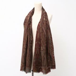 エトロ(ETRO)の■美品■ETRO エトロ ロング スカーフ ストール ショール《66cm×162cm》ウール× シルク ワインレッド系 イタリア製 アクセサリー ブランド古着 【中古】20240523/GP3971(バンダナ/スカーフ)