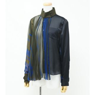 sacai サカイ Blanket Shirt シアープリーツ ブランケットシャツ 19-04691 ブラウス サイズ1 ブランド古着【中古】20240131/GP2493