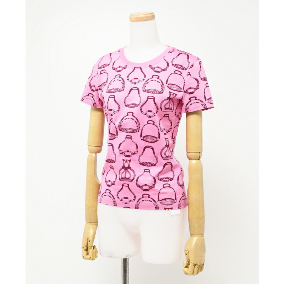 HERMES - ■美品■2023年製■HERMES エルメス 鐙の幻想 半袖 Tシャツ カットソー レディース サイズ34 ピンク フランス製 ブランド古着【中古】20240130/GP2532