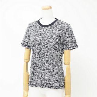 エルメス(Hermes)の■美品■2024SS■HERMES エルメス マイクロTシャツ ≪Naoussa Chaine/ナウサ・シェーヌ≫ 半袖  Tシャツ カットソー サイズ38 コットン ブルー・ノワール イタリア製 ブランド古着【中古】20240217/GP2560(カットソー(半袖/袖なし))