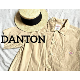 ダントン(DANTON)のDANTON コットンポプリン 前開き 半袖シャツ 38 ベージュ キャメル(シャツ/ブラウス(半袖/袖なし))