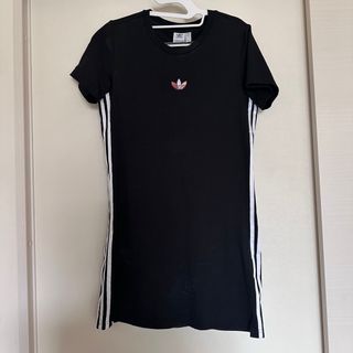 アディダス(adidas)のadidas ワンピース　スウェット　Tシャツ　半袖　ロングTシャツ(ミニワンピース)