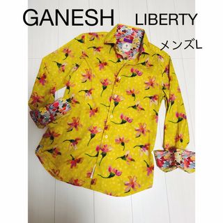 ガネーシュ(GANESH)のGANESH ガネーシュ ×LIBRARY  ドレスシャツ イエロー柄　L(シャツ)