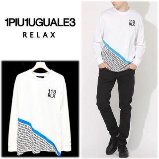 ウノピゥウノウグァーレトレ(1piu1uguale3)の《1PIU1UGUALE3 RELAX》新品 ロゴ刺繍 ロゴライン総柄ロンT L(Tシャツ/カットソー(七分/長袖))
