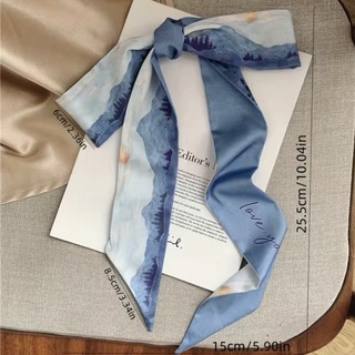 リボンスカーフ 青色 ブルー ファッション ヘアアクセ(バンダナ/スカーフ)