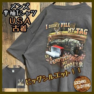 デルタ Tシャツ 軍人 軍服 酒 グレー 半袖 メンズ 2XL USA古着 灰色(Tシャツ/カットソー(半袖/袖なし))