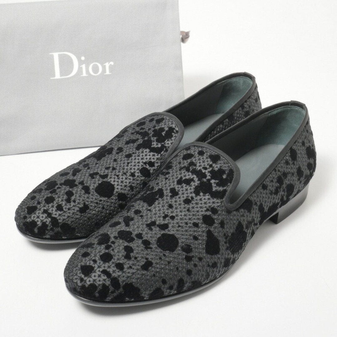 DIOR HOMME - ■未使用品■DIOR HOMME ディオール オム スリッポン オペラパンプス シューズ メンズ サイズ41(26.5cm相当)スパンコール フロッキープリント 靴 イタリア製 20240110/GP1117