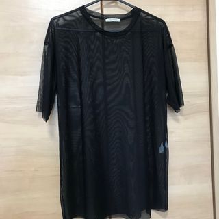 ZARA - 美品　ZARA　シアーシャツ　黒　半袖　Tシャツ　Mサイズ