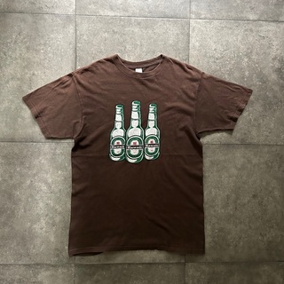90s- 企業tシャツ ブラウン M相当 ビール 好配色(Tシャツ/カットソー(半袖/袖なし))
