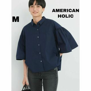 AMERICAN HOLIC - AMERICAN HOLIC   袖ギャザー五分袖シャツ  ブラウス  Mサイズ