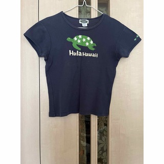 フラハワイ 子供用ネイビーTシャツサイズ14/16アメリカ製ホヌ柄綿100%(Tシャツ(半袖/袖なし))