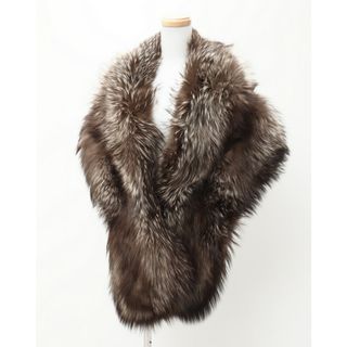 ■美品■高級毛皮■DYNASTIC FURS フォックス FOX ファー ショール ティペット マフラー 襟巻 ストール ブラウン×アイボリー パーティー フォーマル ドレス コート 着物 振袖 和洋兼用 小物【中古】20240124/GO8963(ロングコート)