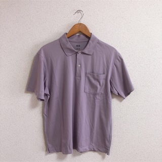 ユニクロ(UNIQLO)のユニクロ　エアリズムポロシャツ(ポケット・半袖) 無地　紫色　Mサイズ(ポロシャツ)
