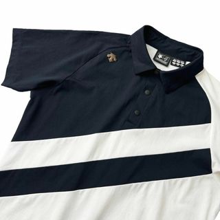 デサント(DESCENTE)の美品 DESCENTE GOLF ストレッチ 半袖 ポロ メンズ M 白 黒(ウエア)