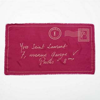 イヴサンローラン(Yves Saint Laurent)のYves Saint Laurent rive gauche イヴサンローラン リヴゴーシュ YSL Y-mail ワイメール シルク スカーフ ショール ストール イタリア製 アクセサリー ブランド古着【中古】20231114/GO7909(バンダナ/スカーフ)