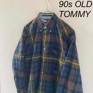 トミー(TOMMY)の90sOLDTOMMYオールドトミー長袖マルチカラーチェックシャツメンズL緑(シャツ)