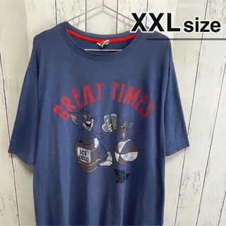 ティービーアンドムービー(TV&MOVIE)のUSA古着　トムとジェリー　Tシャツ　XXL　ネイビー　プリント　オーバーサイズ(Tシャツ/カットソー(半袖/袖なし))