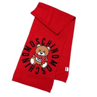 モスキーノ(MOSCHINO)の■極美品■MOSCHINO モスキーノ マフラー《30cm×160cm》30673 M2333 テディベア レッド ブランド古着【中古】20231128/GO8313(マフラー/ショール)