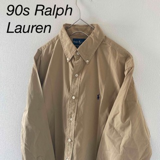 ラルフローレン(Ralph Lauren)のRalphLaurenラルフローレン長袖BDシャツメンズmMベージュ古着Y2K(シャツ)