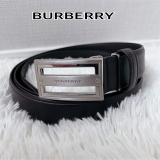 BURBERRY - （美品試着レベル）バーバリー メンズ レザーベルト　ブランド刻印　ブラウン