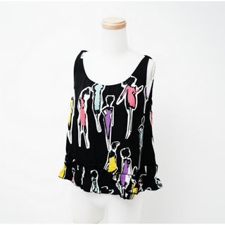 ■美品■BOUTIQUE MOSCHINO ブティックモスキーノ ノースリーブ ブラウス カットソー トップス サイズ36 フリル ブラック ブランド古着【中古】20231017/GO2364(シャツ/ブラウス(長袖/七分))