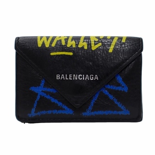 Balenciaga - バレンシアガ 391446 レザー グラフィティ プリント ペーパー 財布