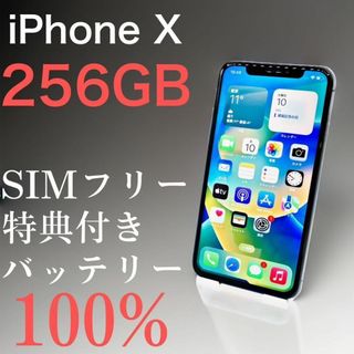 アップル(Apple)のiPhone X  256GB   スペースグレイ  SIMフリー 【特典付き】(スマートフォン本体)