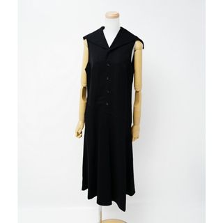 ■美品■tricot COMME des GARCONS トリコ コムデギャルソン ≪AD1992≫ ノースリーブ フレアワンピース ロングワンピース サイズM ウール セーラーカラー ブラック ブランド古着【中古】20231020/GO5356(ロングワンピース/マキシワンピース)