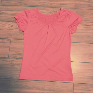 サーモンピンクカラー  フレンチスリーブカットソー  Lサイズ  未使用(Tシャツ(半袖/袖なし))