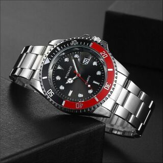 ◆ 新品 ◆ WOMAGE ミリタリー ビジネス 腕時計 ブラック レッド(腕時計(アナログ))
