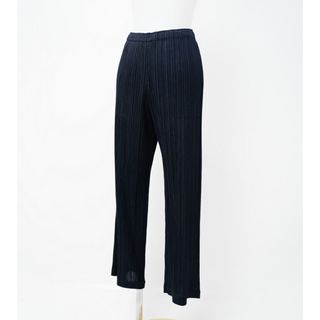 プリーツプリーズイッセイミヤケ(PLEATS PLEASE ISSEY MIYAKE)の■美品■PLEATS PLEASE ISSEY MIYAKE プリーツプリーズ イッセイミヤケ プリーツ ストレッチパンツ ストレートパンツ サイズ1 ネイビー ブランド古着【中古】20231020/GO5874(その他)