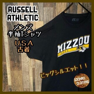 Russell Athletic - tシャツ メンズ ブラック XL ラッセルアスレティック カレッジロゴ プリント