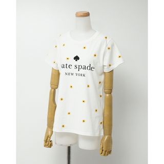 kate spade NEW YORK ケイトスペード ≪Daisy Logo Tee≫ 半袖 Tシャツ カットソー レディース サイズS コットン 花柄 ホワイト ブランド古着【中古】20231121/GO5897(ニット/セーター)