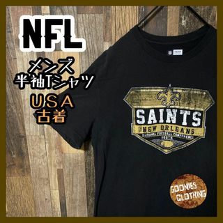 プリント NFL スポーツ L メンズ ブラック tシャツ 半袖 古着(Tシャツ/カットソー(半袖/袖なし))