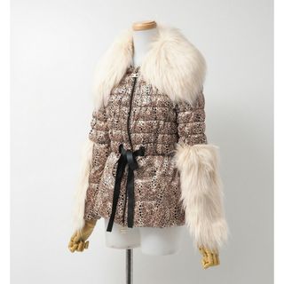 ■美品■ELISABETTAFRANCHI  エリザベッタ フランキ 中綿 ジャケット レディース  サイズ38 レオパード フェイクファー装飾 アウター ブランド古着【中古】20230928/GO4102(その他)