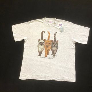 アートヴィンテージ(ART VINTAGE)のdeadstock usa製 90s アニマルプリント 猫 Tシャツ ビンテージ(Tシャツ/カットソー(半袖/袖なし))