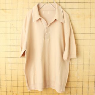 アロー(ARROW)の60s70s USA BanLonバンロンポロシャツ Mベージュ半袖 ss113(ポロシャツ)