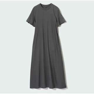 ユニクロ(UNIQLO)の未使用 UNIQLO マーセライズコットンAラインワンピース 半袖 3XL(ロングワンピース/マキシワンピース)