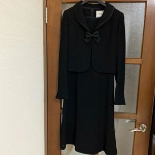 パーソンズ(PERSON'S)の美品‼️ ブラックフォーマル ワンピース アンサンブル 5号 小さいサイズ 黒(礼服/喪服)