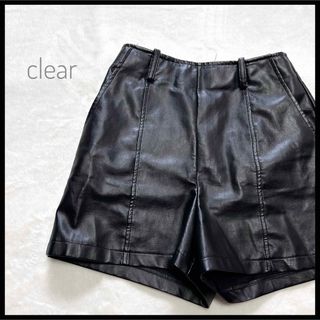 Clear フェイクレザー　ショートパンツ　ハーフパンツ　カジュアル　ブラック(ショートパンツ)