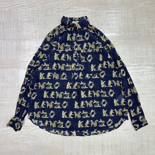 ケンゾー(KENZO)のKENZO コットン シルク タイガー ロゴ シャツ プルオーバー サイズ 36(シャツ)