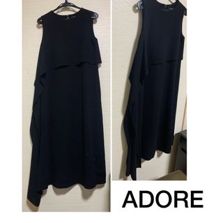 アドーア(ADORE)のADORE BLACK LABEL ノースリーブブラックワンピース(ロングワンピース/マキシワンピース)