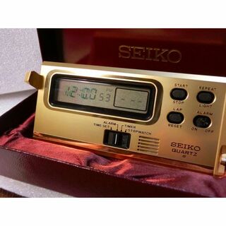 セイコー(SEIKO)の訳あり　時計　ポケットアラーム　希少　ゴールド　セイコー　昭和　レトロ㊲(置時計)
